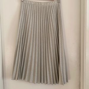 Vintage silver grey pleated midi skirt